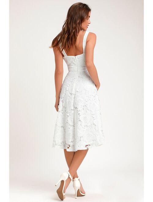 Lulus Divine Beauty White Lace Midi Dress