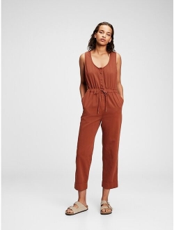 Sleeveless Button-Front Jumpsuit