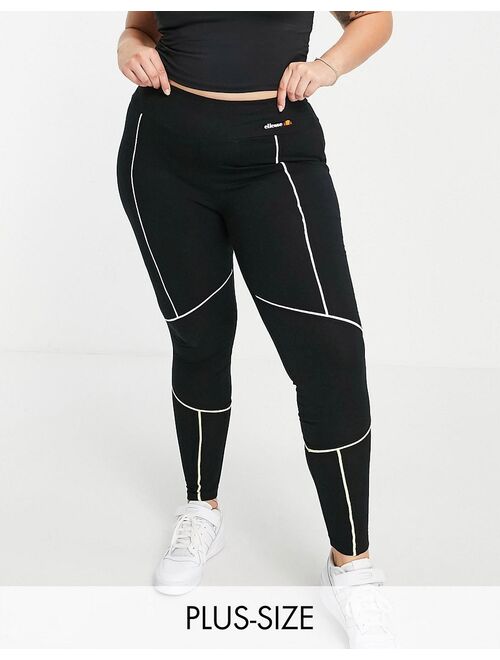 ellesse plus leggings in black with seam detail