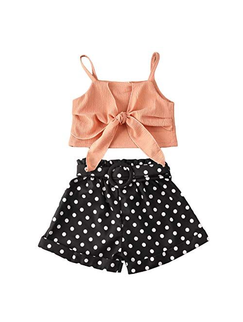 Toddler Baby Girls Strap Crop Top+Belt Shorts Summer Outfit Clothing Set