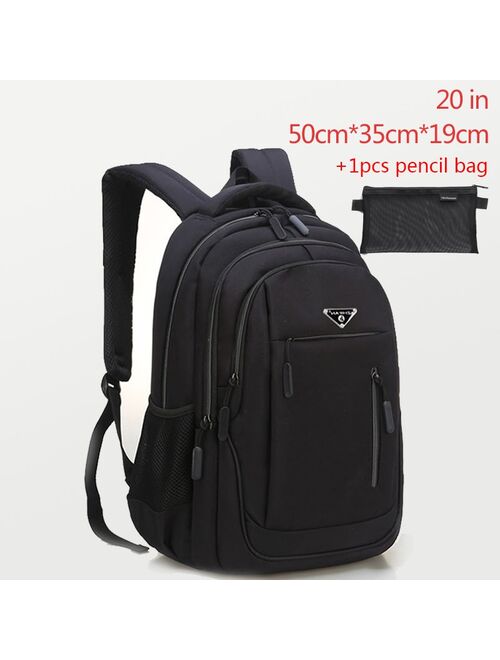 Large Capacity Backpack Men Laptop Backpacks 15.6 Oxford Black Solid High School Bags Teen College Boy Gril Student Backpack