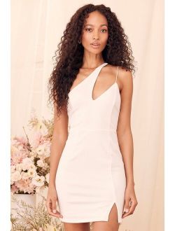 Poised to Party White One-Shoulder Bodycon Mini Dress