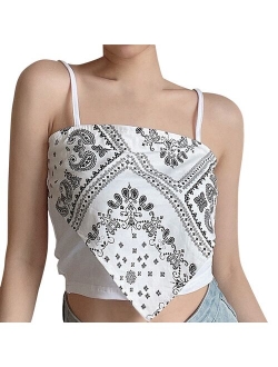 Lady Sleeveless Strap Top Triangle National Style Strappy Tank Tops Personalized Sexy Scarf Tube Top Slimming Bottoming Camisole