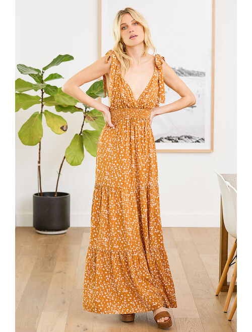 Lulus My Heart Goes Olive Green Tie-Strap Maxi Dress