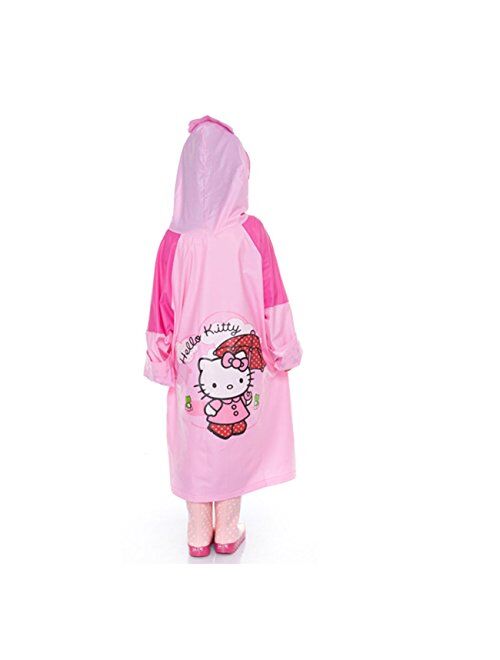 Children's Cartoon Raincoat Poncho Bag KT Cat Environmental Inflatable Hat Thickened,Kt,S/Height:90-105cm/fit 2-4T