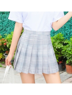 XS-3XL Plaid Summer Women Skirt 2020 High Waist Stitching Student Pleated Skirts Women Cute Sweet Girls Dance Mini Skirt