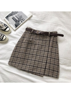 Summer sex A-line Mini Skirt Vintage Casual Women Plaid Skirt Chic Sashes Korean Irregular Lady Skirt Female Sweet High Waist