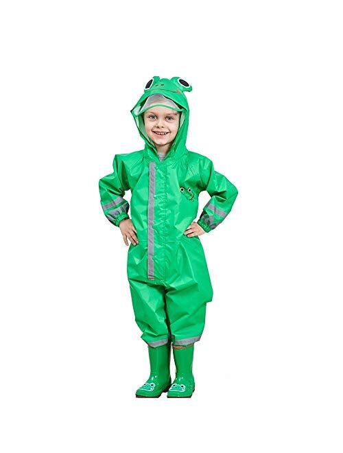 SSAWcasa One Piece Rain Suit Kids,Unisex Toddler Waterproof Rainsuit Rain Coat Coverall