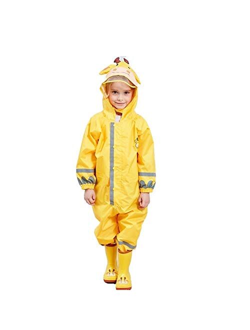 SSAWcasa One Piece Rain Suit Kids,Unisex Toddler Waterproof Rainsuit Rain Coat Coverall