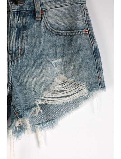 Lulus Pistola Gigi Light Wash Denim Distressed Cutoff Shorts