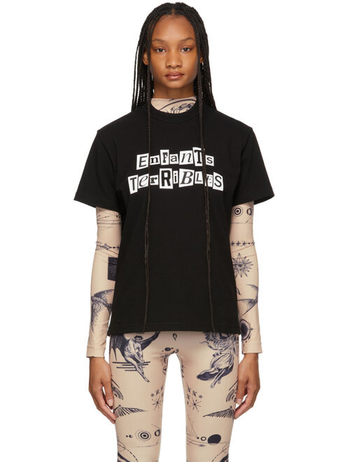 Sacai Black Jean Paul Gaultier Edition 'Enfants Terribles' Print T-Shirt