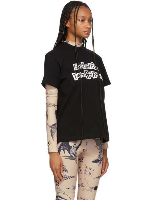 Sacai Black Jean Paul Gaultier Edition 'Enfants Terribles' Print T-Shirt