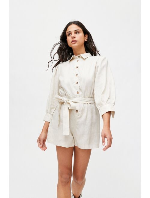 Little Lies Belted Button-Front Romper