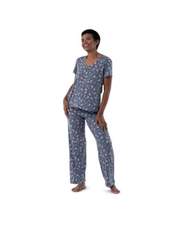 Women's Short Sleeve Tee and Pant 2 Piece Sleep Set