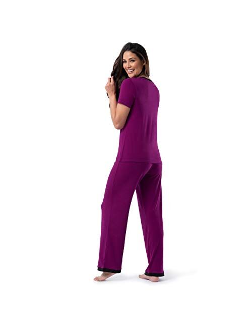 Fruit of the Loom Women's Short Sleeve Tee and Pant 2 Piece Sleep Set