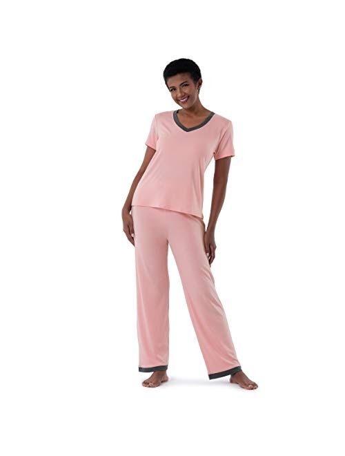 Fruit of the Loom Women's Short Sleeve Tee and Pant 2 Piece Sleep Set