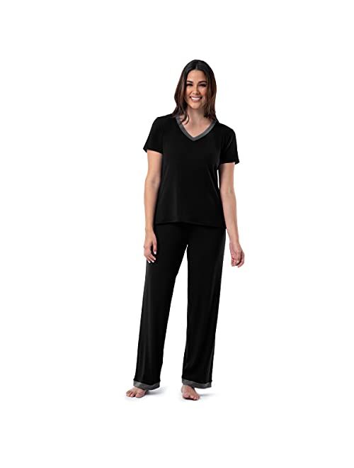 Fruit of the Loom Women's Short Sleeve Tee and Pant 2 Piece Sleep Set