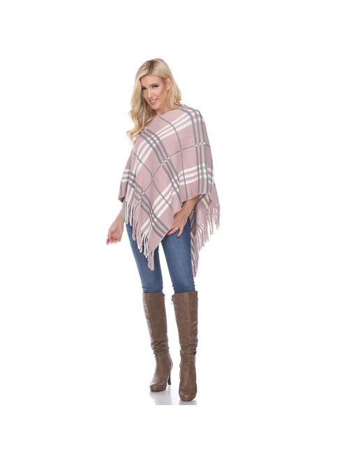 Women's White Mark Plaid Poncho