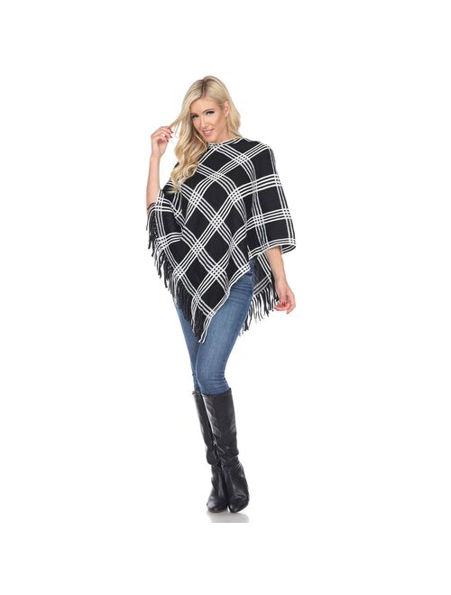 Women's White Mark Plaid Poncho