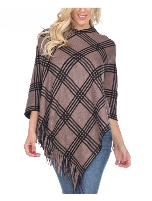 Women's White Mark Plaid Poncho