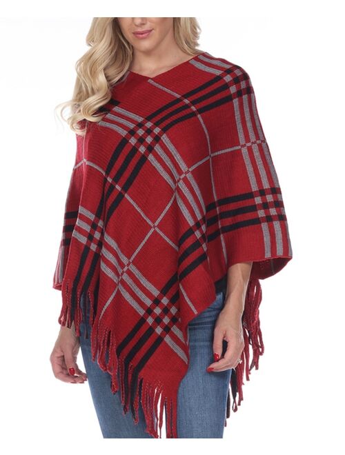 Women's White Mark Plaid Poncho