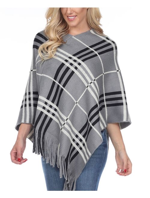 Women's White Mark Plaid Poncho