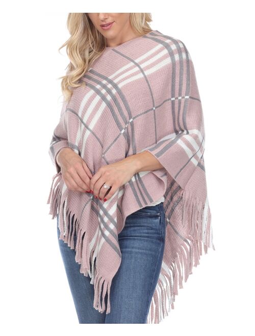 Women's White Mark Plaid Poncho