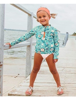 Baby/Toddler Girls Long Sleeve Rash Guard 2 Piece Swimsuit Set w/UPF 50  Sun Protection with Zipper