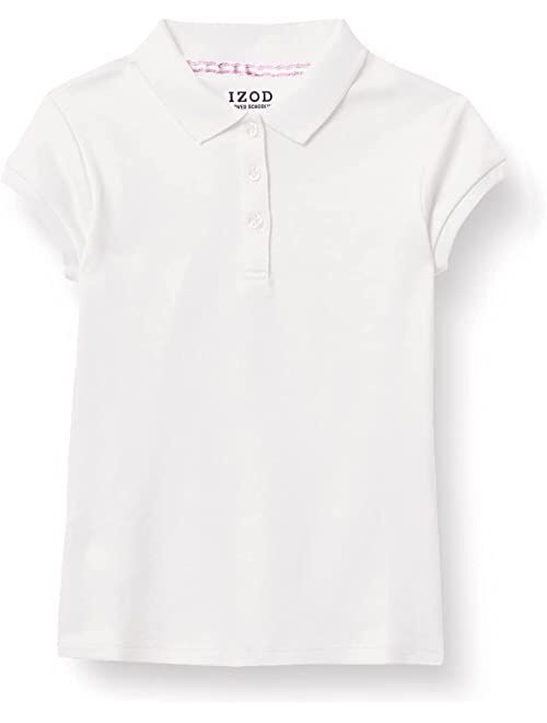 IZOD Girls' School Uniform Short Sleeve Interlock Polo