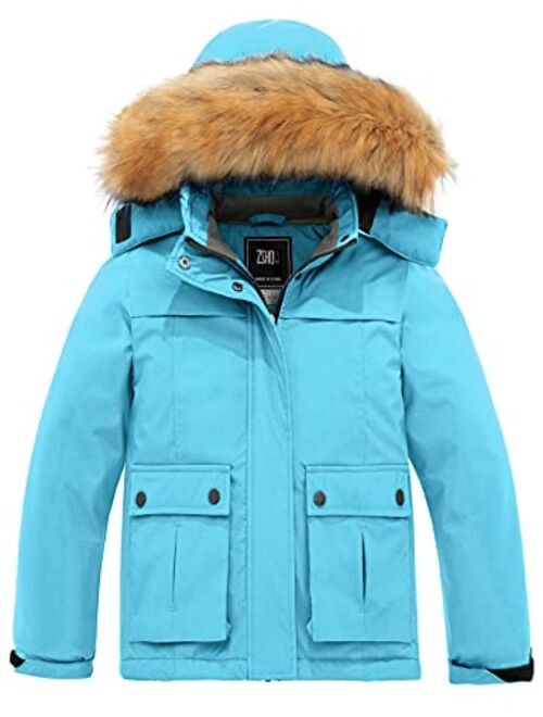 ZSHOW Girls' Waterproof Ski Jacket Warm Fleece Lined Thick Padded Winter Coat