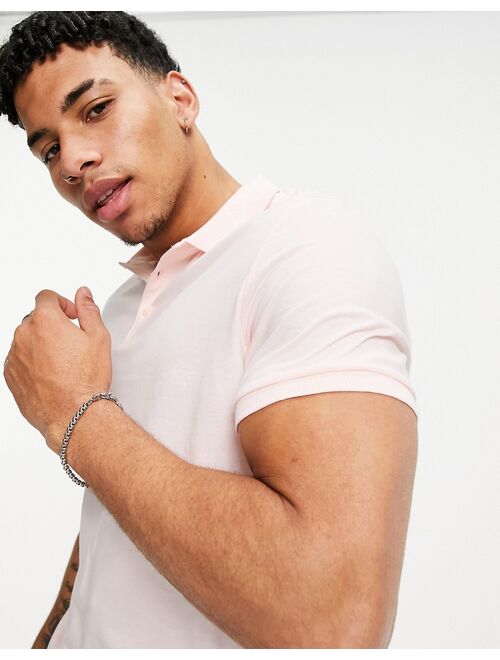 ASOS DESIGN organic jersey polo in light pink