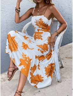 Floral Print Tie Back Cami Dress