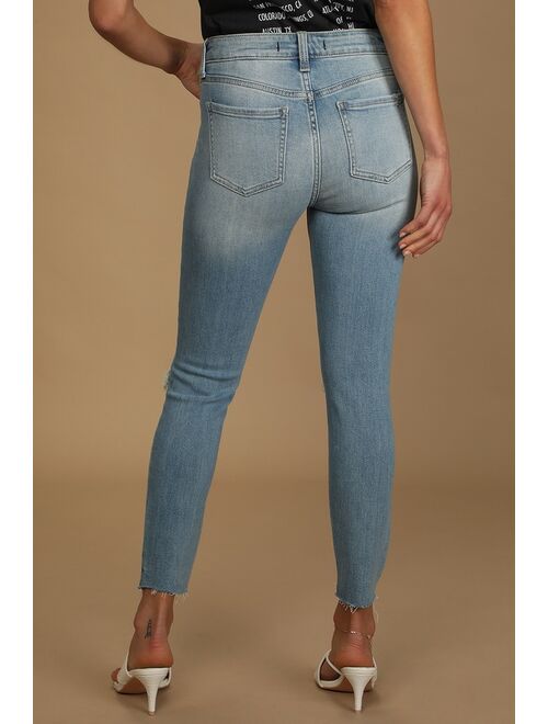 Buy Lulus Clara Light Wash Denim Distressed Cropped High Rise Skinny Jeans  online