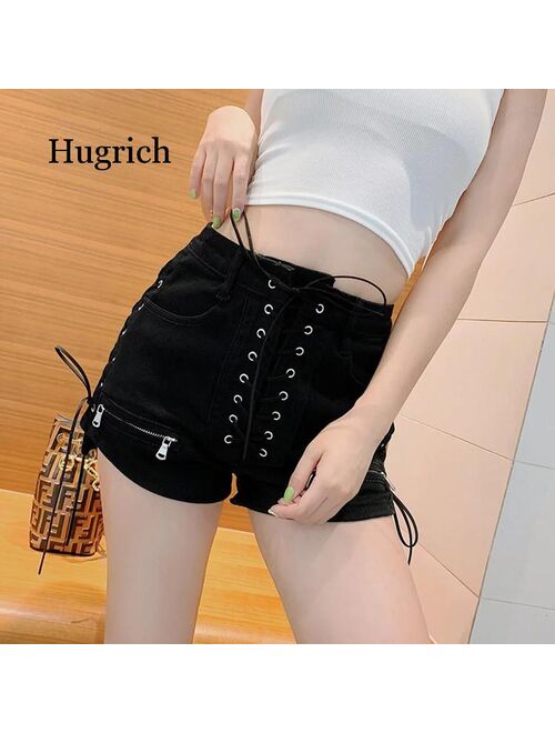 High Waist Loose Women Shorts Solid Drawstring Fashion Short Soft Casual Straight Jean Shorts Summer 2021