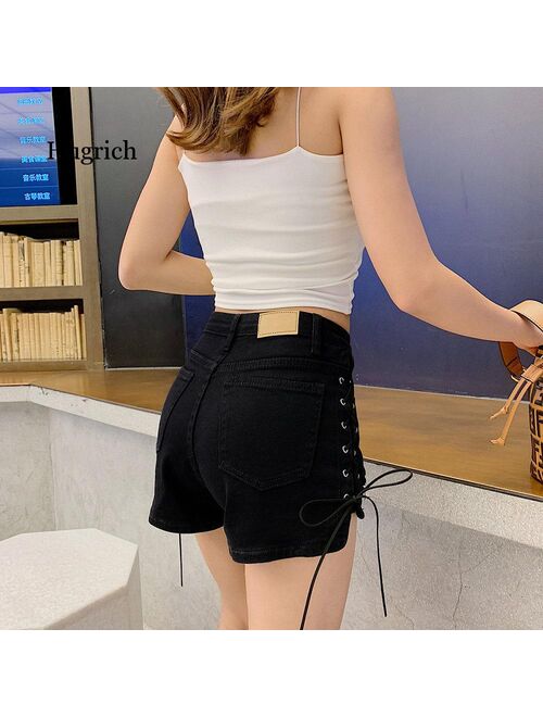 High Waist Loose Women Shorts Solid Drawstring Fashion Short Soft Casual Straight Jean Shorts Summer 2021