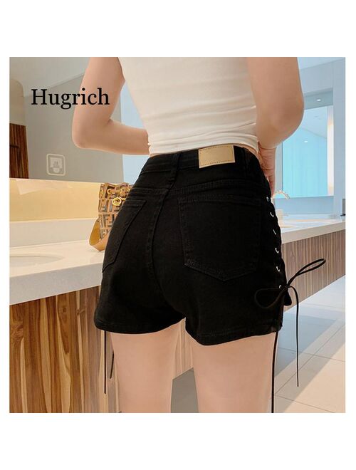 High Waist Loose Women Shorts Solid Drawstring Fashion Short Soft Casual Straight Jean Shorts Summer 2021