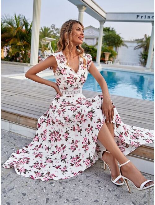 Shein All Over Floral Print High Low Hem A-line Dress