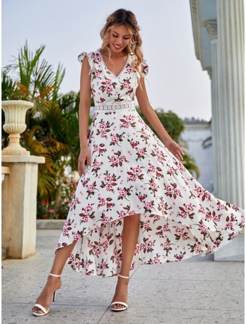 Shein All Over Floral Print High Low Hem A-line Dress