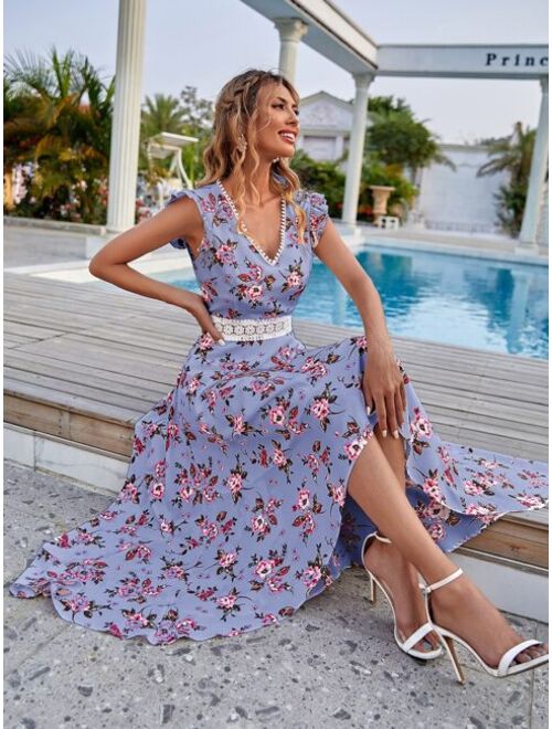 Shein All Over Floral Print High Low Hem A-line Dress