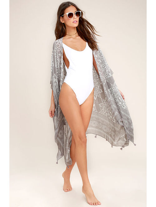 Lulus Sun Daze Grey Print Cover-Up