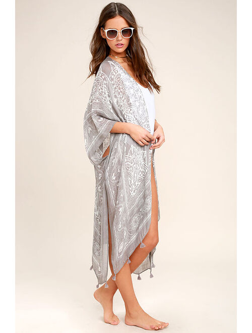 Lulus Sun Daze Grey Print Cover-Up