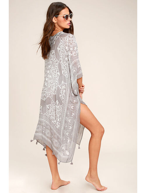 Lulus Sun Daze Grey Print Cover-Up