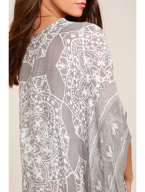 Lulus Sun Daze Grey Print Cover-Up