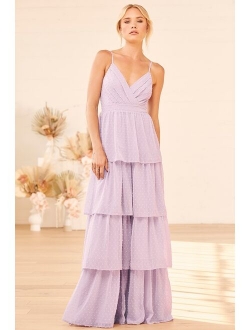 Love Stays True Rose Swiss Dot Tiered Maxi Dress