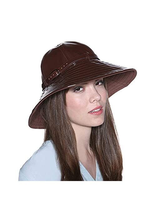 VINRELLA Rain Hat for Woman with Adjustable Chin Strap - Waterproof, Sun Protection, Bucket Hat, Patent Sun Hat, One Size