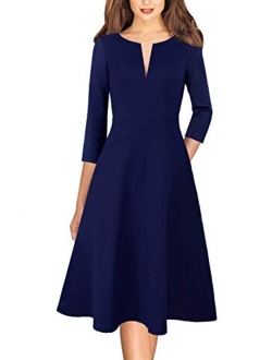 VFSHOW Womens Elegant Front Zipper Slim Work Business Office Party Cocktail A-Line Dress