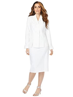 Roamans Women's Plus Size Two-Piece Skirt Suit with Shawl-Collar Jacket