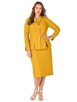 Roamans Women's Plus Size Two-Piece Skirt Suit with Shawl-Collar Jacket