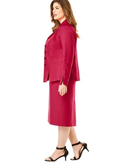 Roamans Women's Plus Size Two-Piece Skirt Suit with Shawl-Collar Jacket