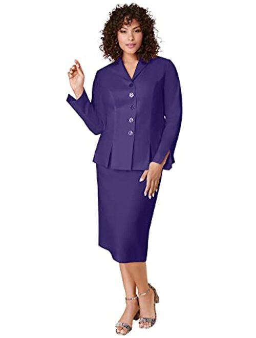 Roamans Women's Plus Size Two-Piece Skirt Suit with Shawl-Collar Jacket